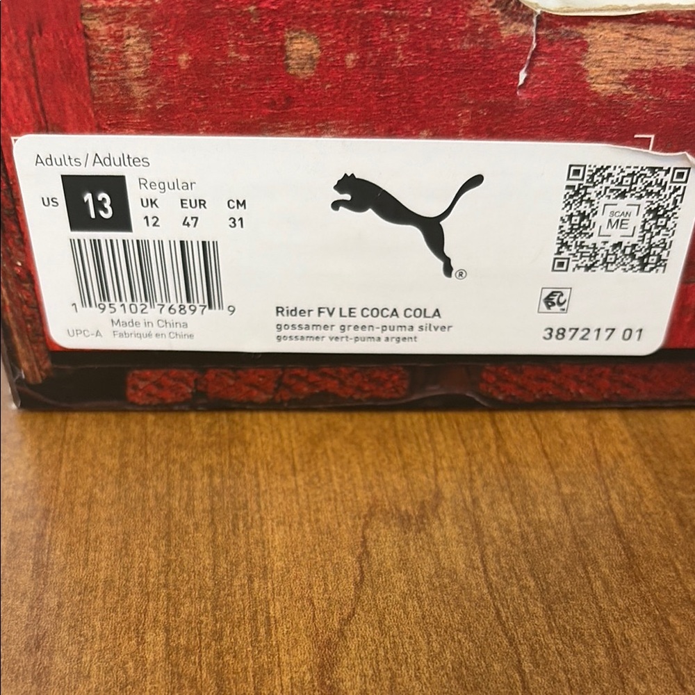 Puma Mint Green & Cream Sneakers with Red Accents - Picture 5 of 5